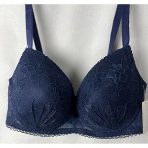 Felina Lingerie Bra Size 40D F553752 Underwire Lace Intimates Bow Blue B14